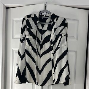 Express Portofino Black and White Graphic Button Down Shirt